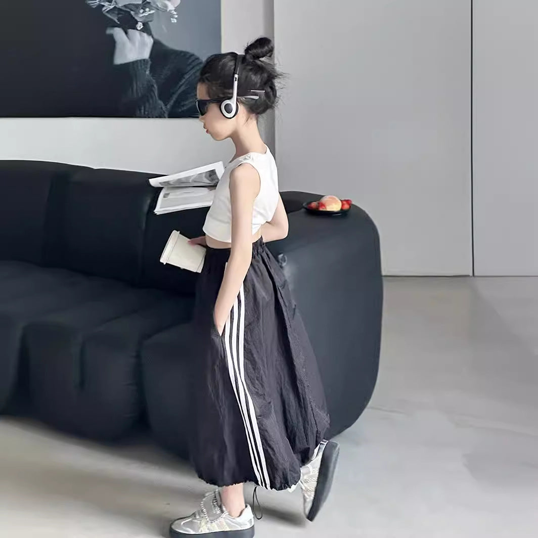 【110-150】サイドラインドロストデザインロングスカート
