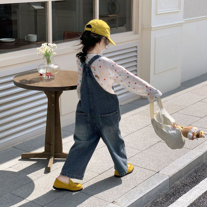 【90-140】ポケットデザインデニムサロペット