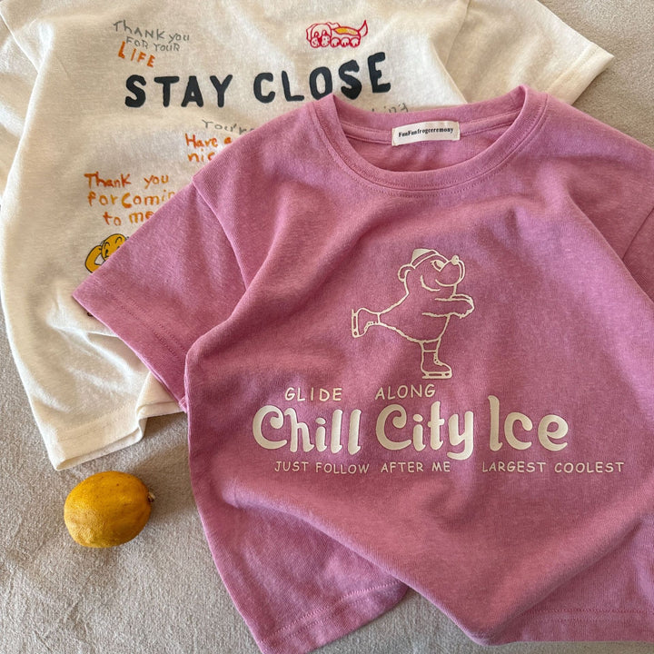 【90-140】ロゴ＆bear Tシャツ