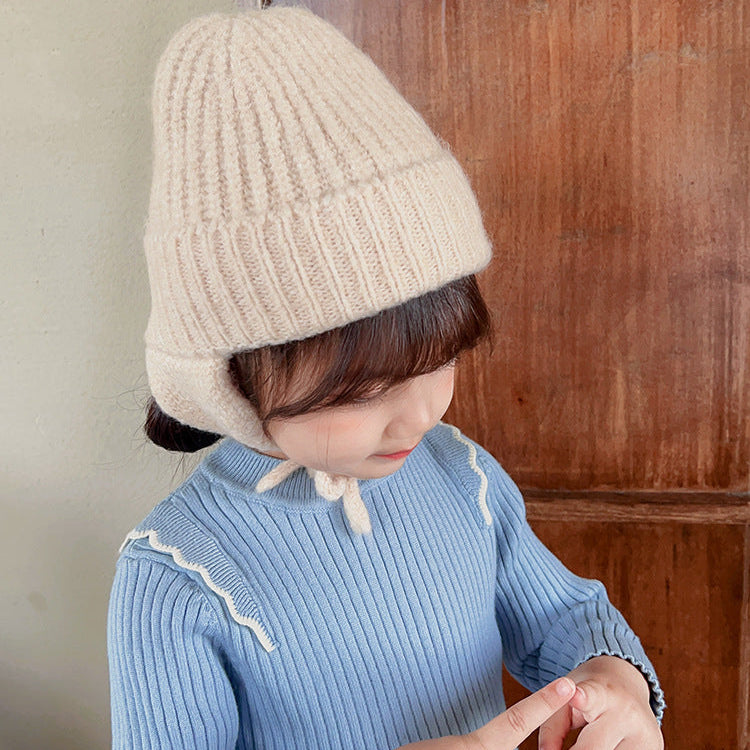 【3-10歳】耳あて付きシンプルニット帽