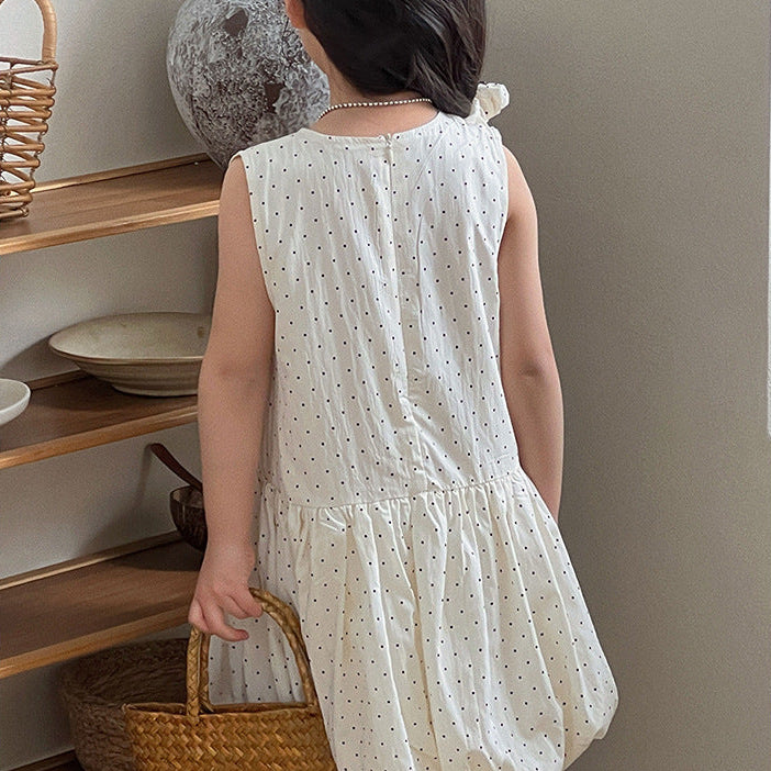 【90-140】ドット柄デザイン切替ワンピース