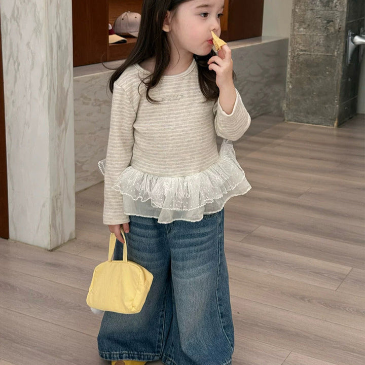 【80-130】ワイドデニムロングパンツ