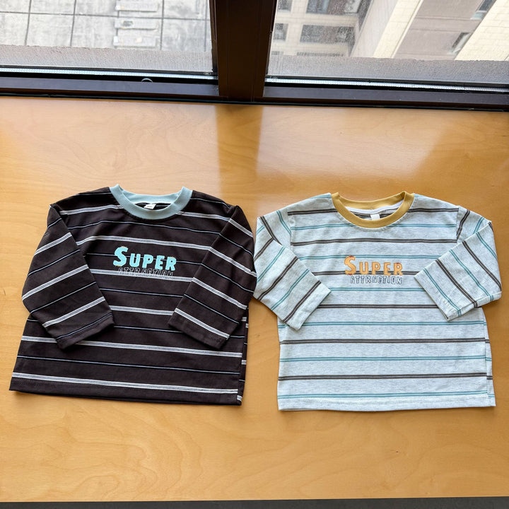 【80-150】SUPERボーダー柄ロングTシャツ
