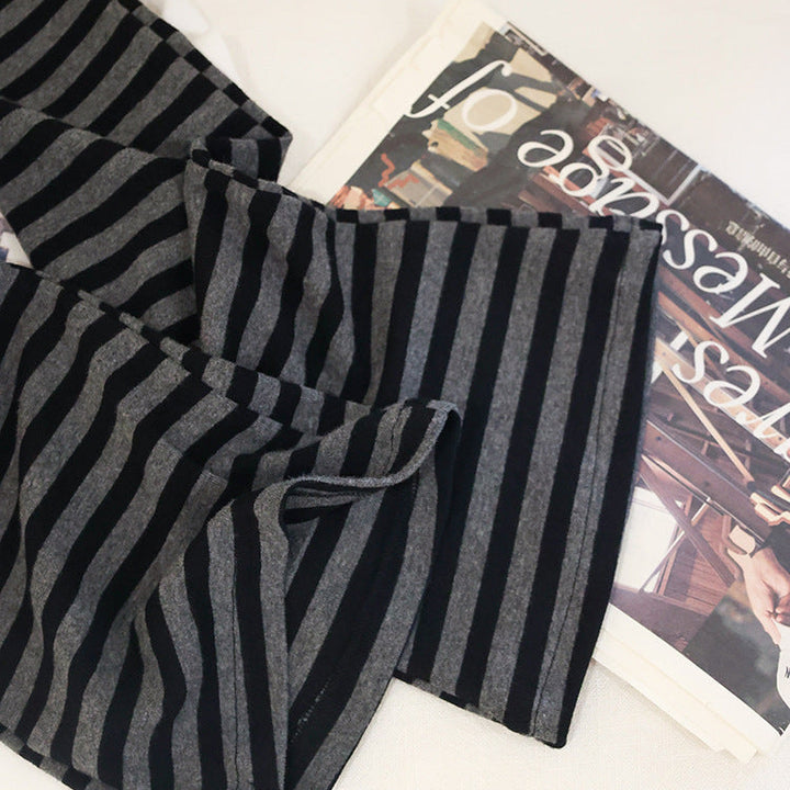 【90-150】ボーダー柄フレアロングパンツ