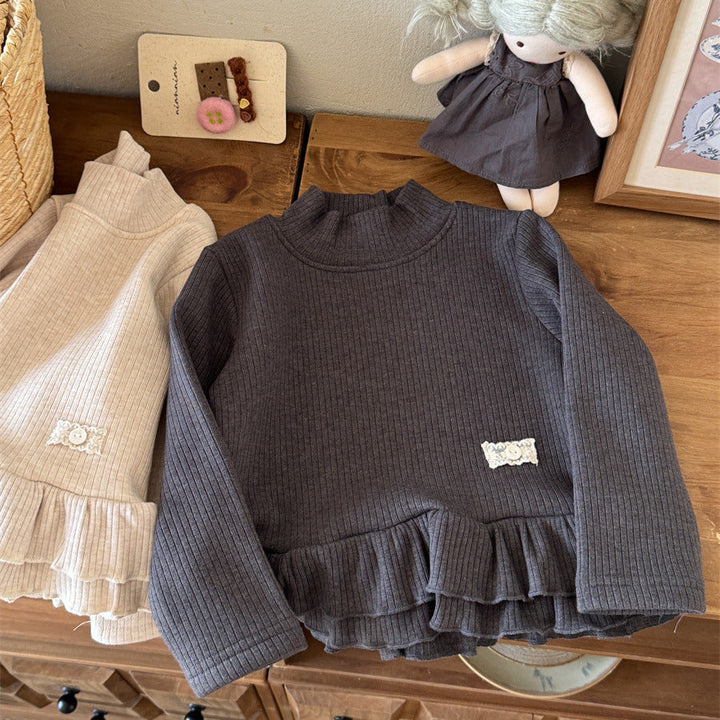 【90-140】ハイネックティアードヘムトップス