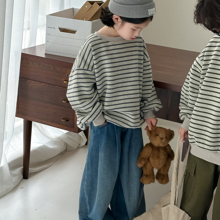 【90-150】ボーダー柄カジュアルトップス