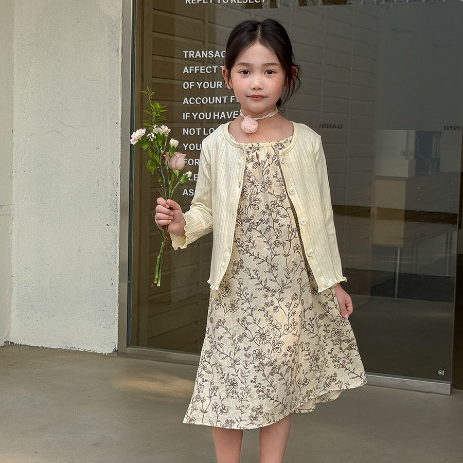 【100-150】ボタニカル柄キャミソールワンピース