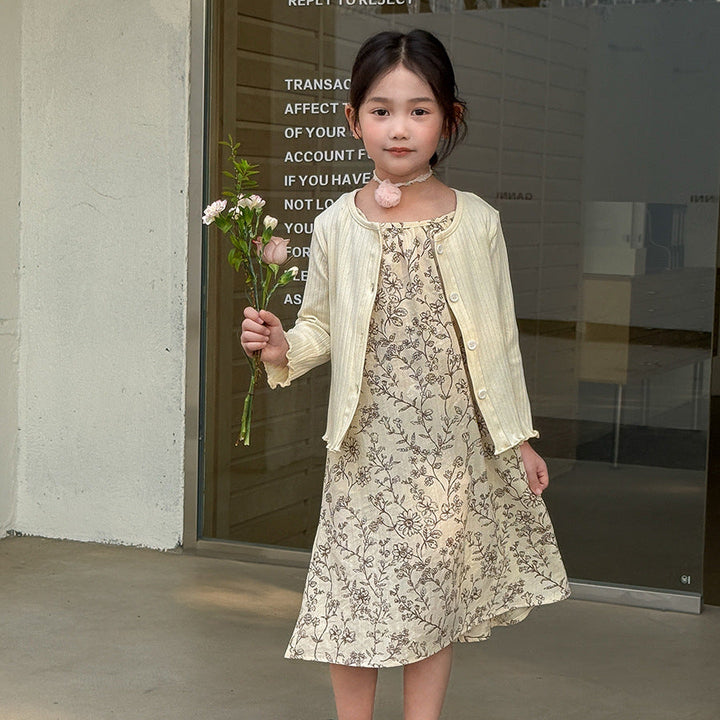 【100-150】ボタニカル柄キャミソールワンピース