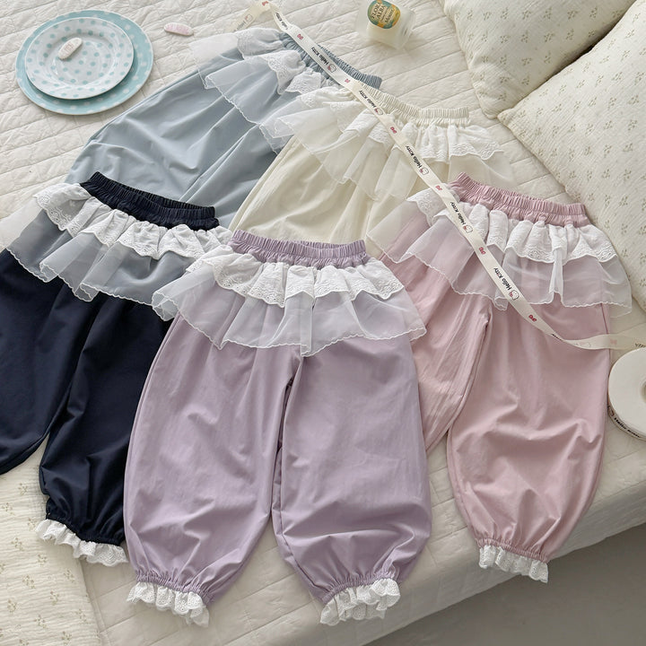 【90-150】レースデザインロングパンツ