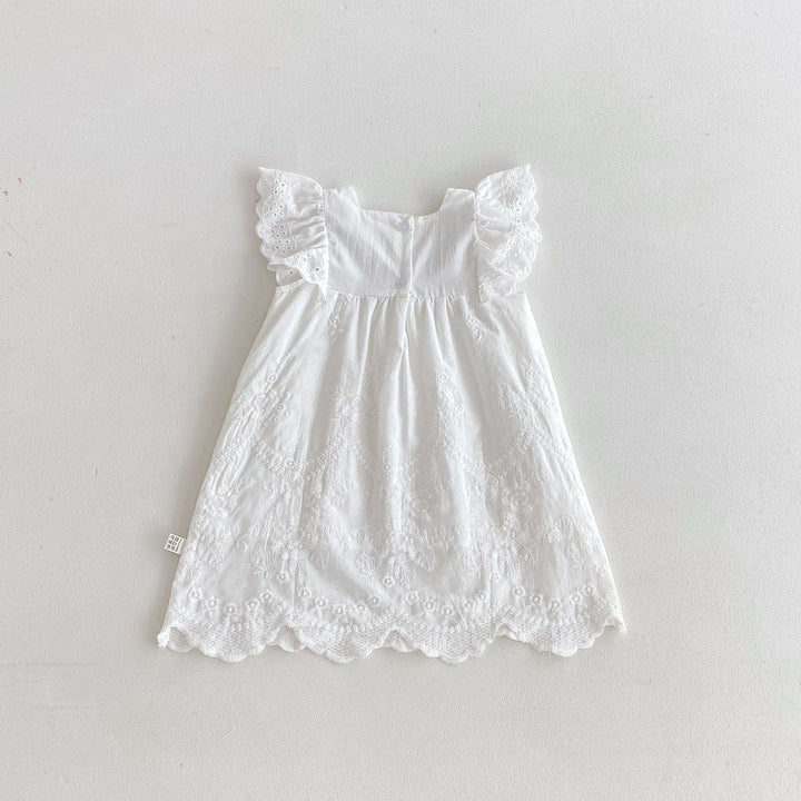 【90-130】刺繍＆レースデザインワンピース