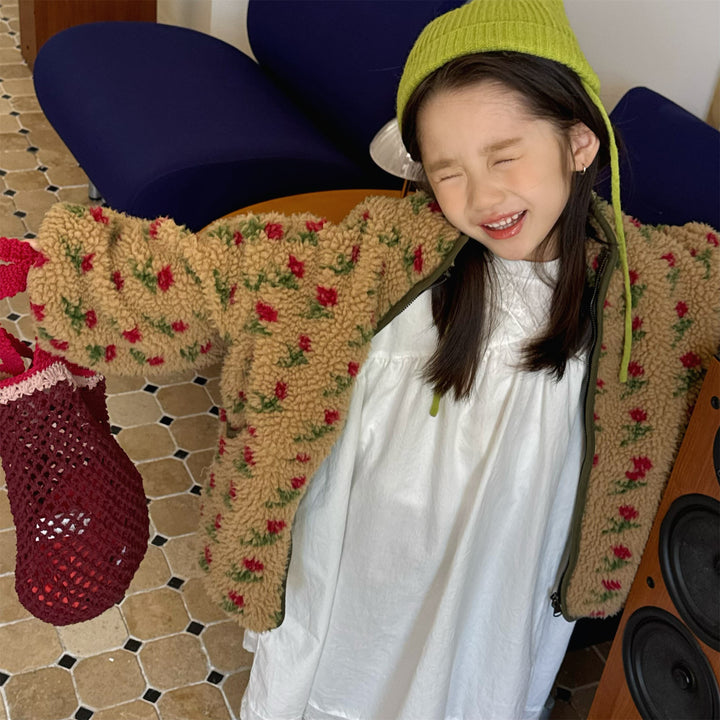 【80-130】花柄フリースジャケット