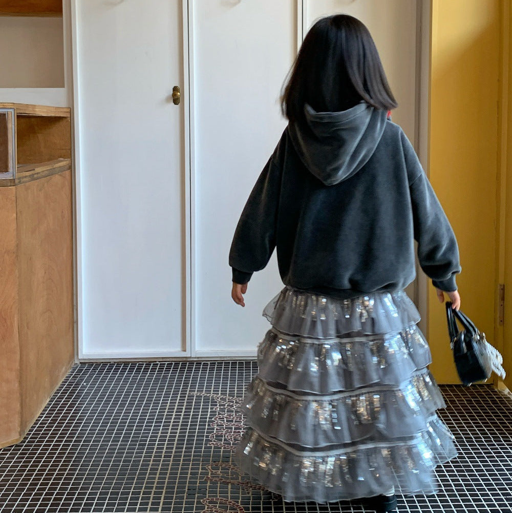 【100-150】フード付きロゴデザインプルオーバー