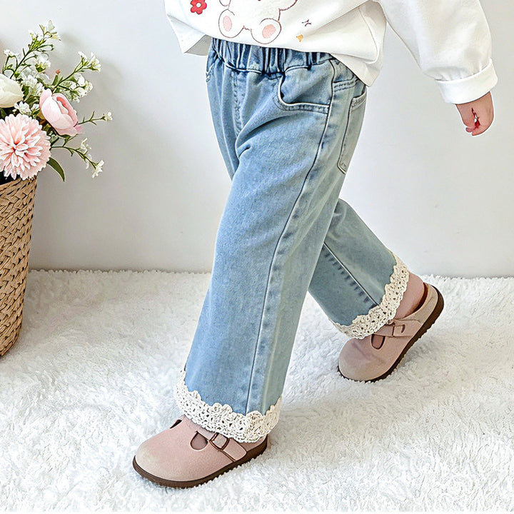 【80-120】ヘムデザインフレアデニムパンツ