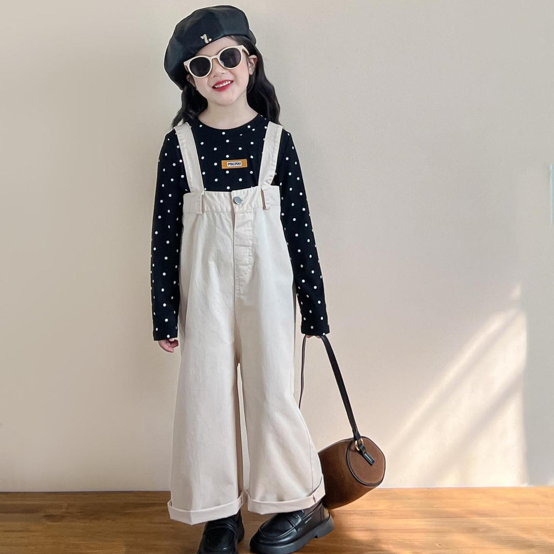 【90-140】ドット柄長袖トップス