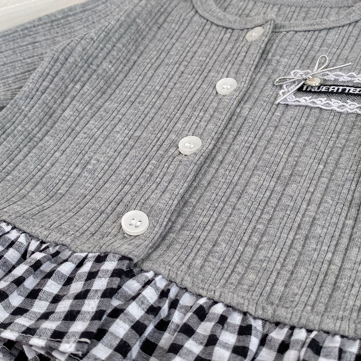 【73-120】チェック柄フリルカーディガン