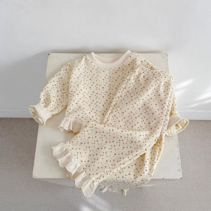 【73-110】レースヘムワッフルセットアップ