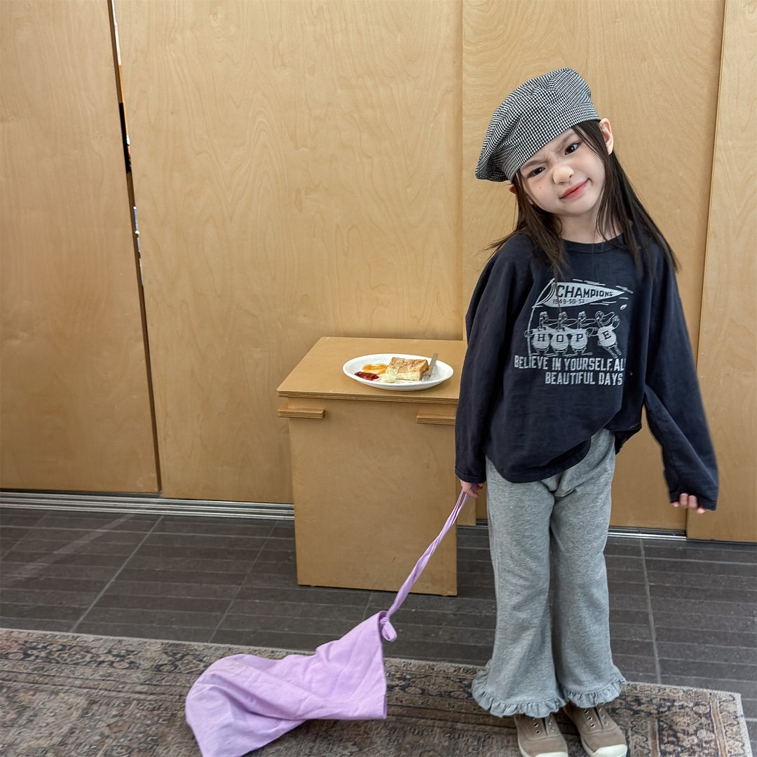 【80-130】フリルヘムロングパンツ