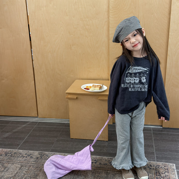 【80-130】フリルヘムロングパンツ