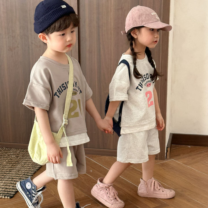 【80-150】ロゴプリントリラックスセットアップ