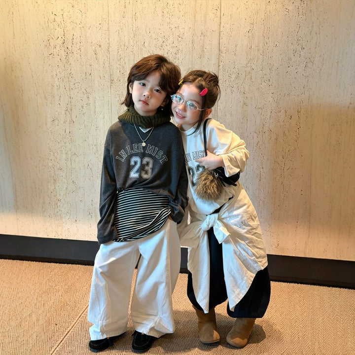 【90-150】ロゴ＆23デザイン長袖トップス