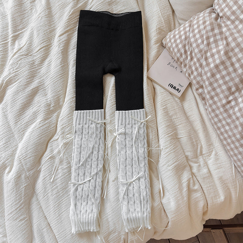 【90-150】リボンレッグウォーマーレギンス