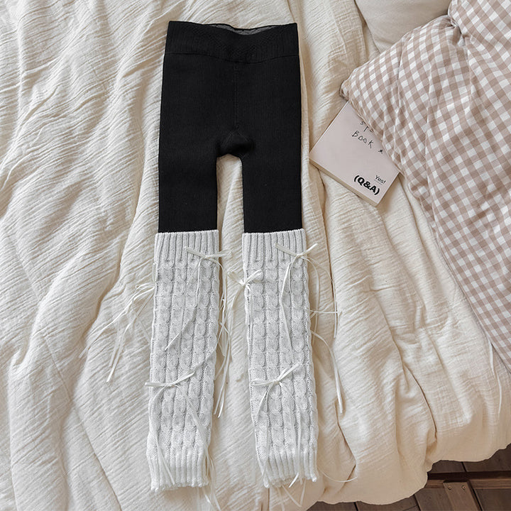 【90-150】リボンレッグウォーマーレギンス