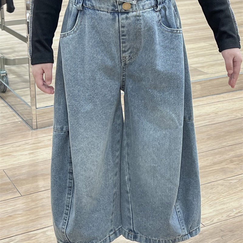 【90-140】ワイドデニムパンツ