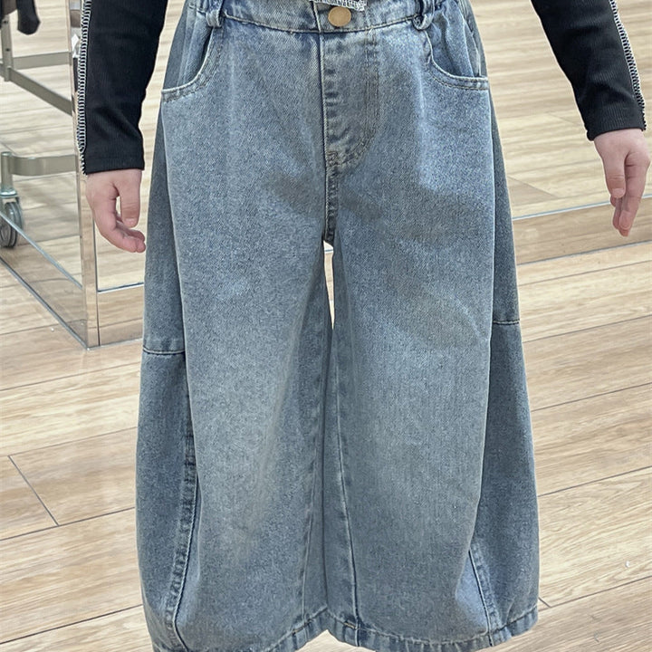 【90-140】ワイドデニムパンツ