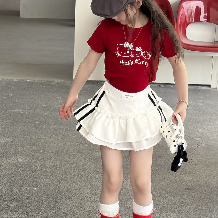 【100-150】サイドラインティアードミニスカート