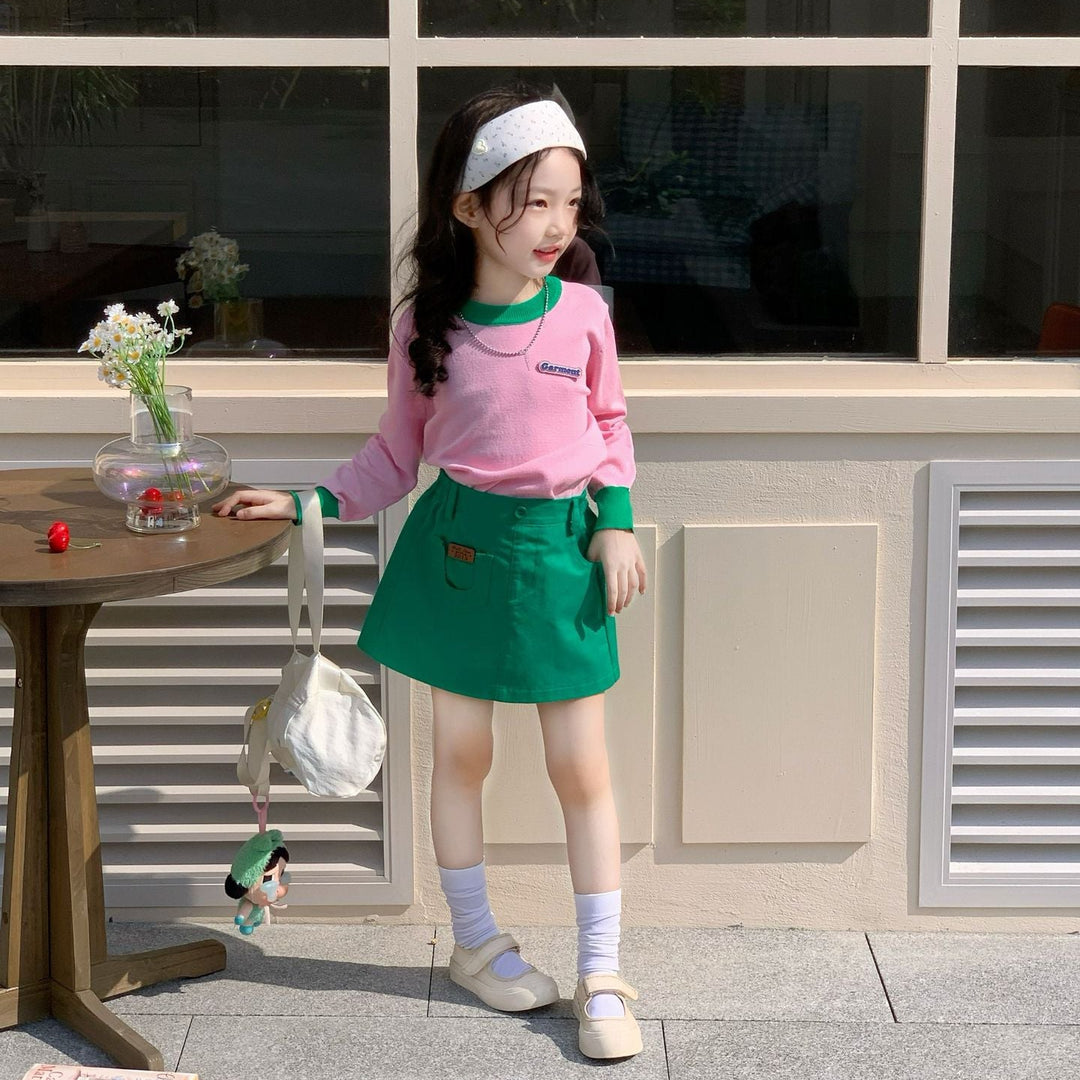 【90-140】バイカラー長袖プルオーバー