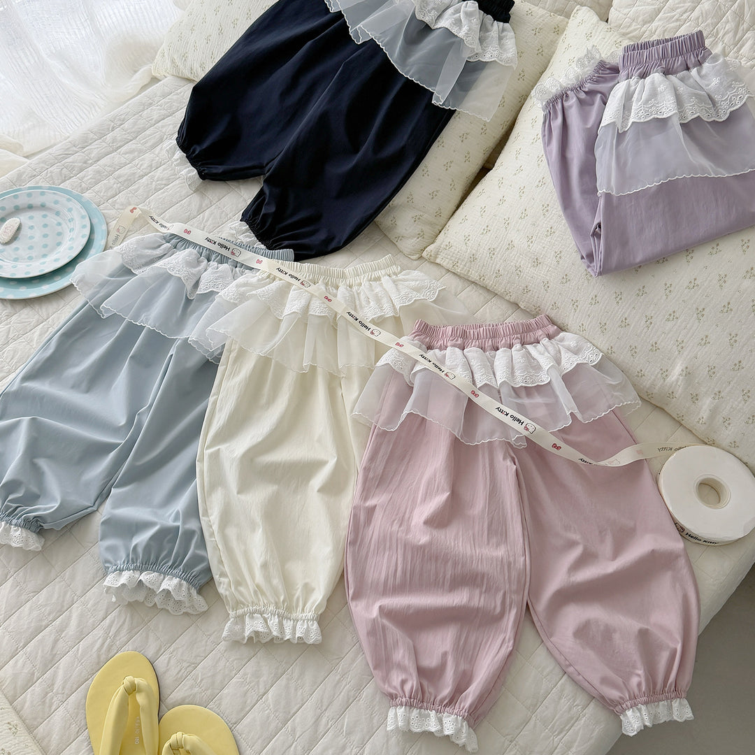 【90-150】レースデザインロングパンツ