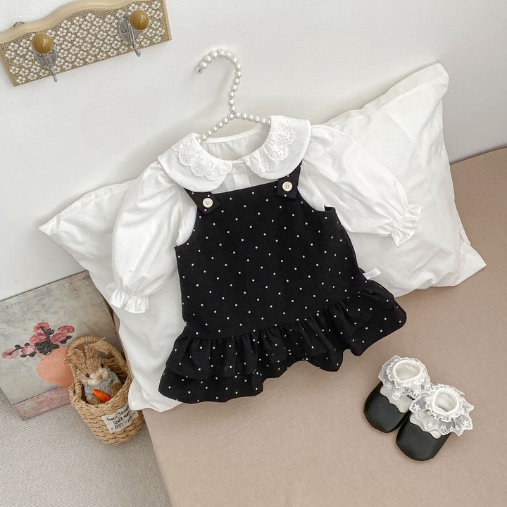 【73-120】ドット柄サロペットスカート