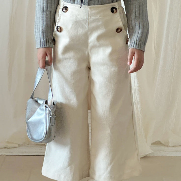 【90-150】サイドボタンワイドパンツ