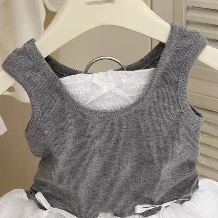 【90-140】レイヤード風ノースリーブセットアップ