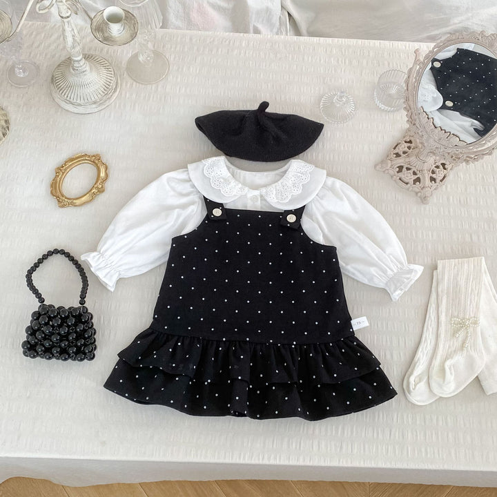 【73-120】ドット柄サロペットスカート