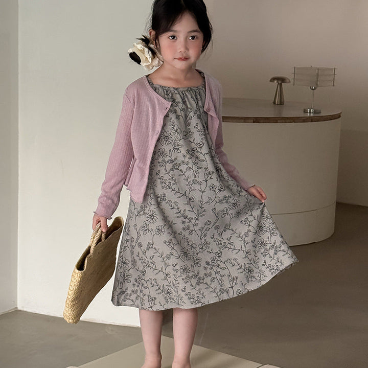 【100-150】ボタニカル柄キャミソールワンピース