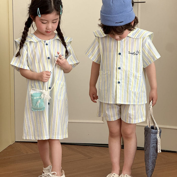 【80-150】ストライプシャツセットアップ