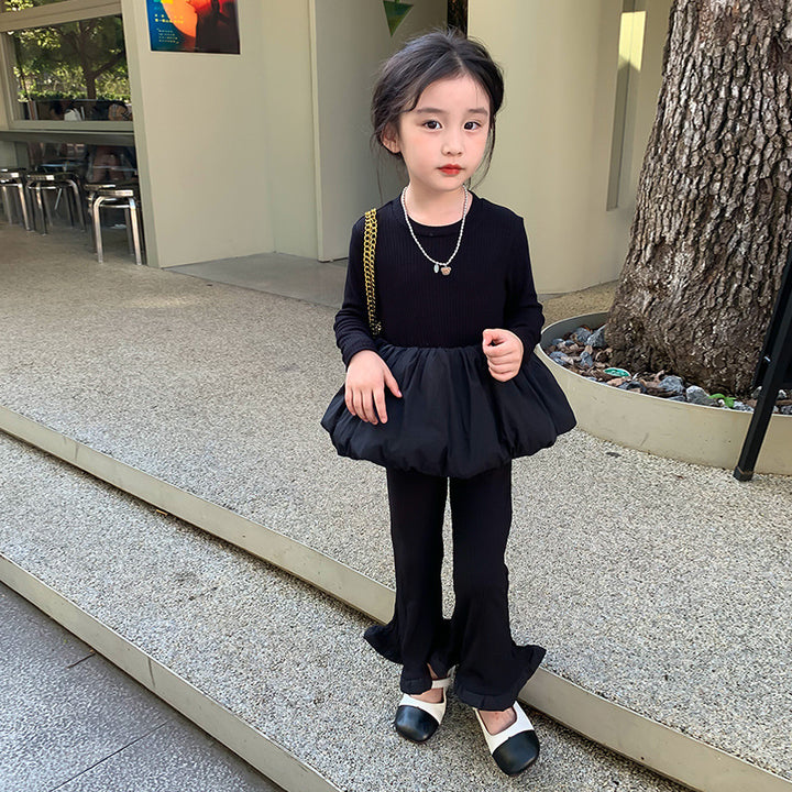 【90-140】バルーンヘムトップス×フリルヘムパンツセット