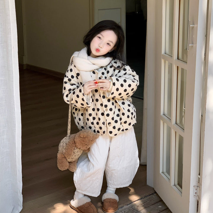 【90-140】Vネックドット柄ジャケット