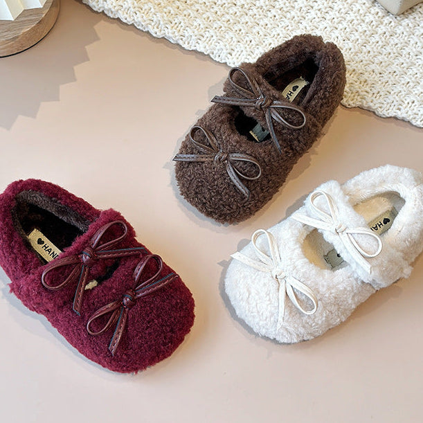 【13.5-21.0】リボンモチーフボアシューズ