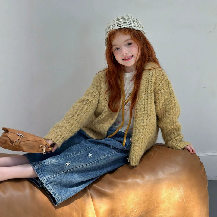 【90-140】サイドスター刺繍デニムパンツ
