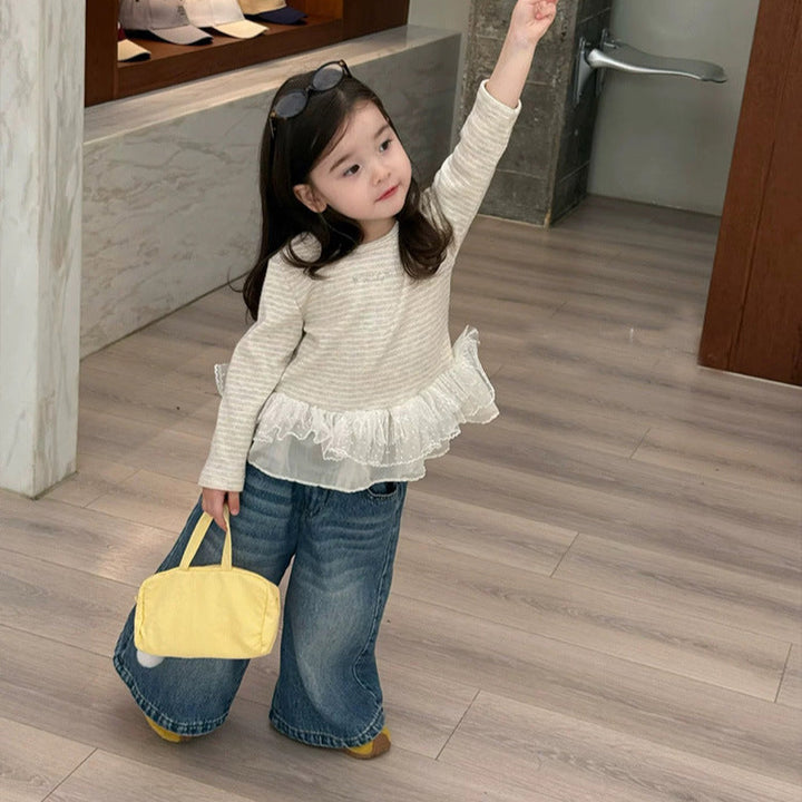 【80-130】ワイドデニムロングパンツ