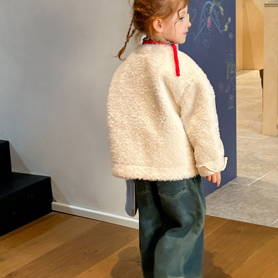 【90-140】ボタンデザインボアショートコート