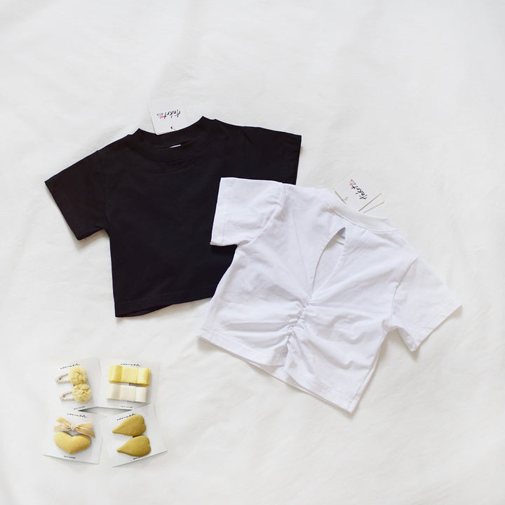 【100-150】バックオープン＆シャーリングTシャツ