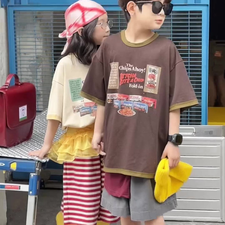 【90-150】フロントプリントオーバーサイズTシャツ