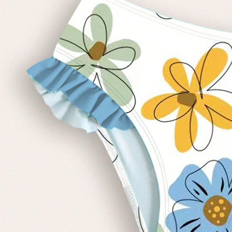 【90-120】フリルデザイン総柄セパレートスイムウェア