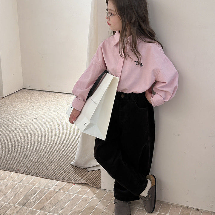 【90-150】シンプルコーデュロイワイドパンツ