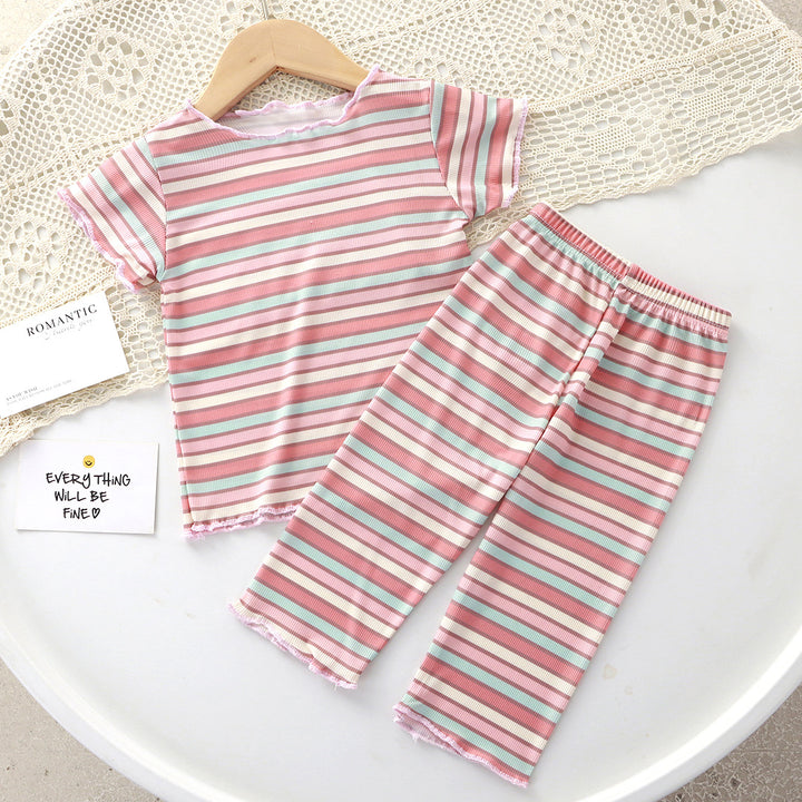 【80-140】ボーダー柄リラックスセットアップ