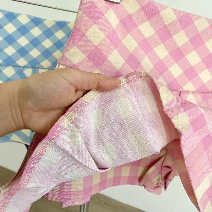 【100-150】ギンガムチェックボックスプリーツスカート