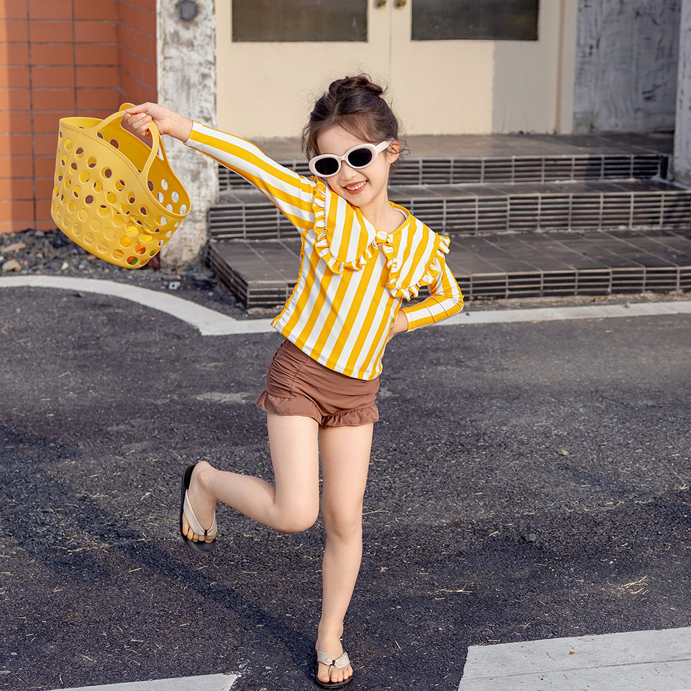 【90-140】ビッグカラーチェック柄セパレートスイムウェア